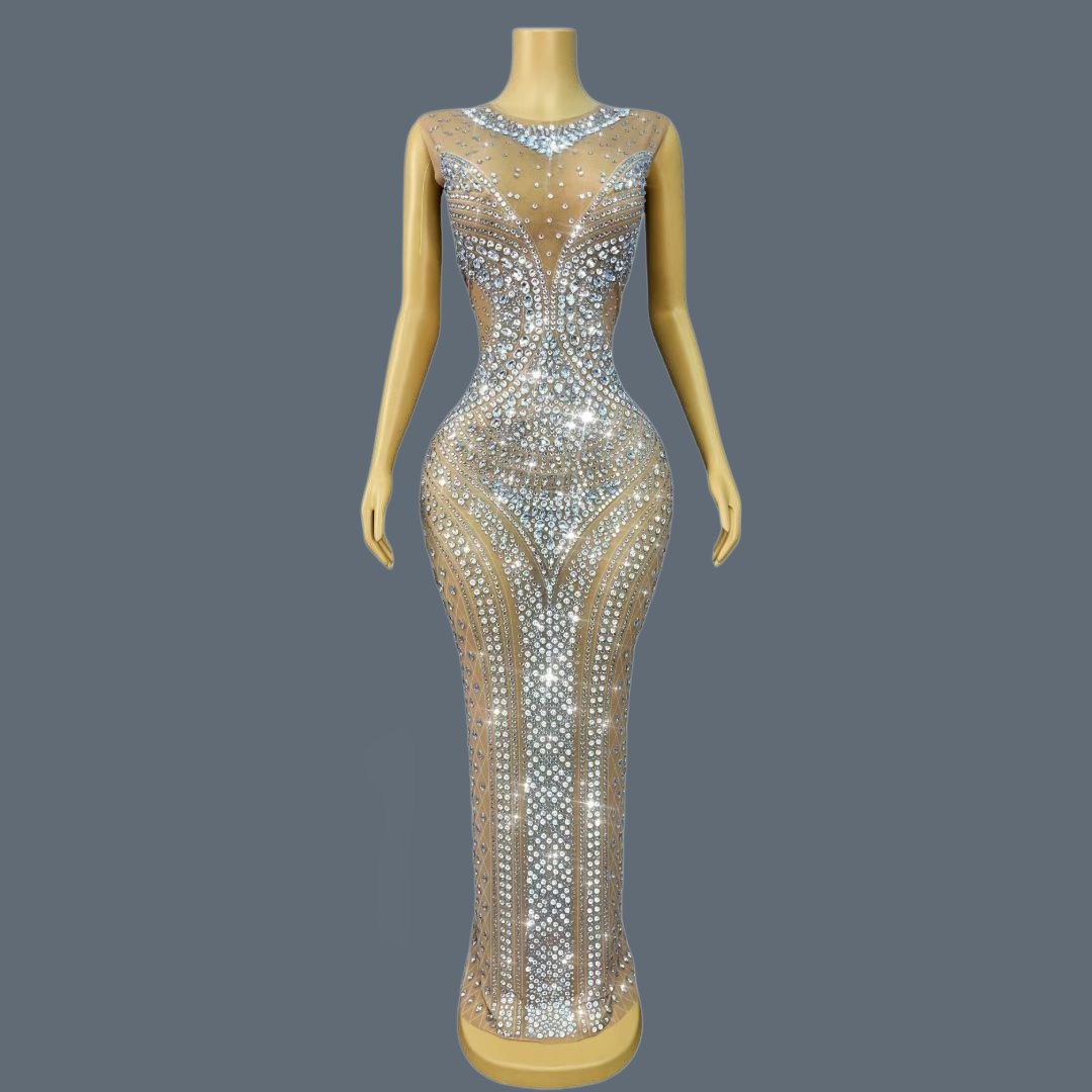 Vestido de Festa Sem Mangas co - Sparkly Rhinestone Club Party Dress avaliação e preço