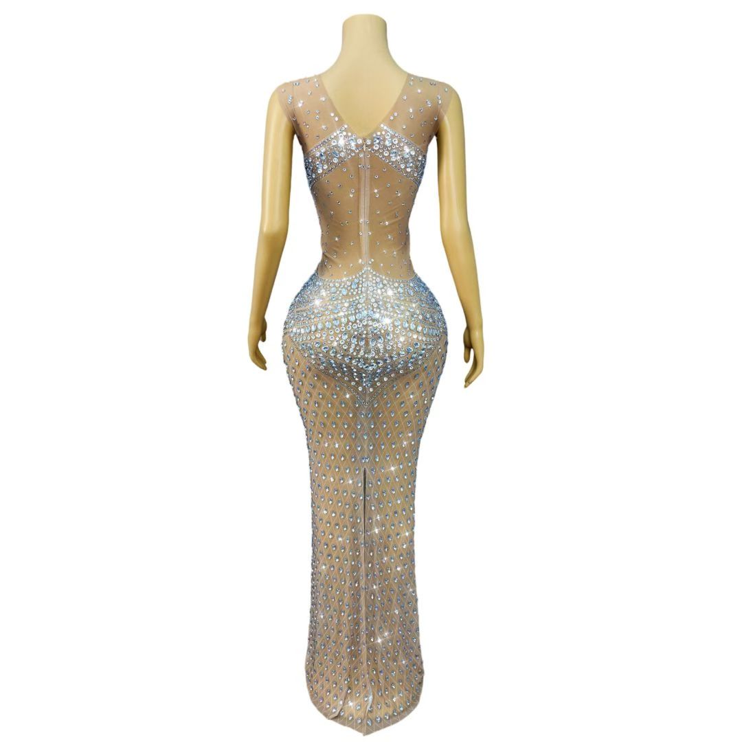 Vestido de Festa Sem Mangas co - Sparkly Rhinestone Club Party Dress avaliação e preço
