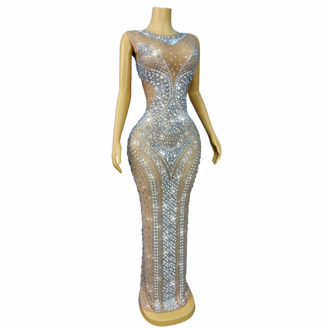 Vestido de Festa Sem Mangas co - Sparkly Rhinestone Club Party Dress avaliação e preço