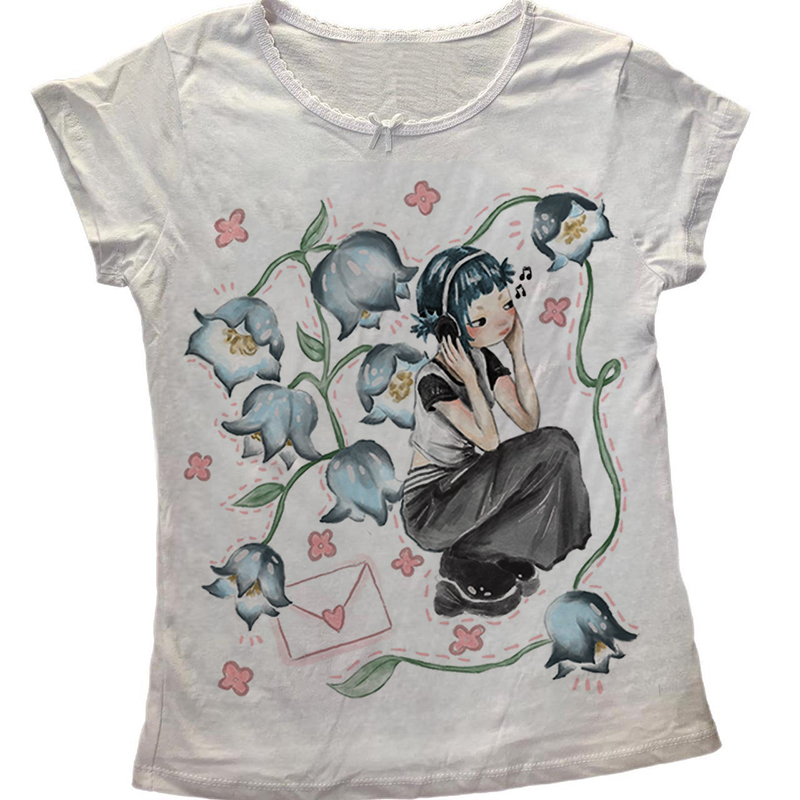 Y2k coreano roupas populares e - Y2K Graphic Baby Tee Crop avaliação e preço