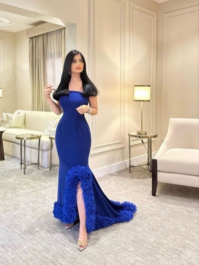 Vestidos de Gala Personalizado - Elegant Satin Evening Gown Split avaliação e preço