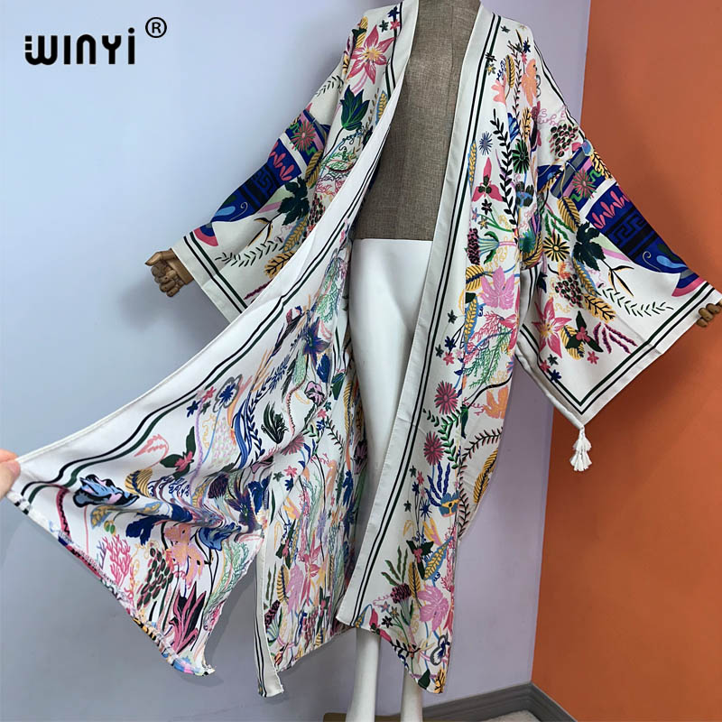 WINYI-vestido de quimono de ma - Boho Summer Beach Maxi Dress avaliação e preço