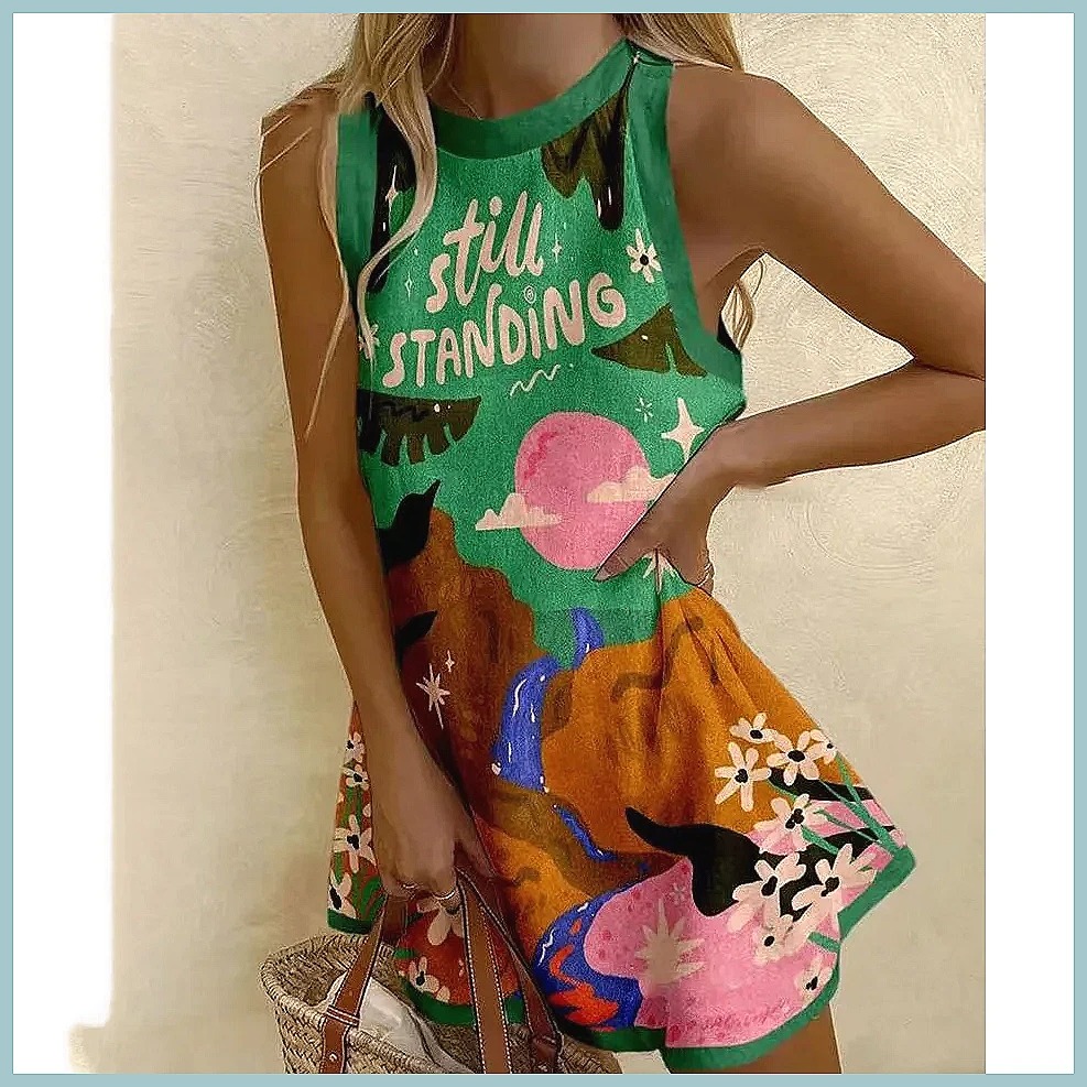 Vestido Sem Mangas com Estampa - Dresses avaliação e preço