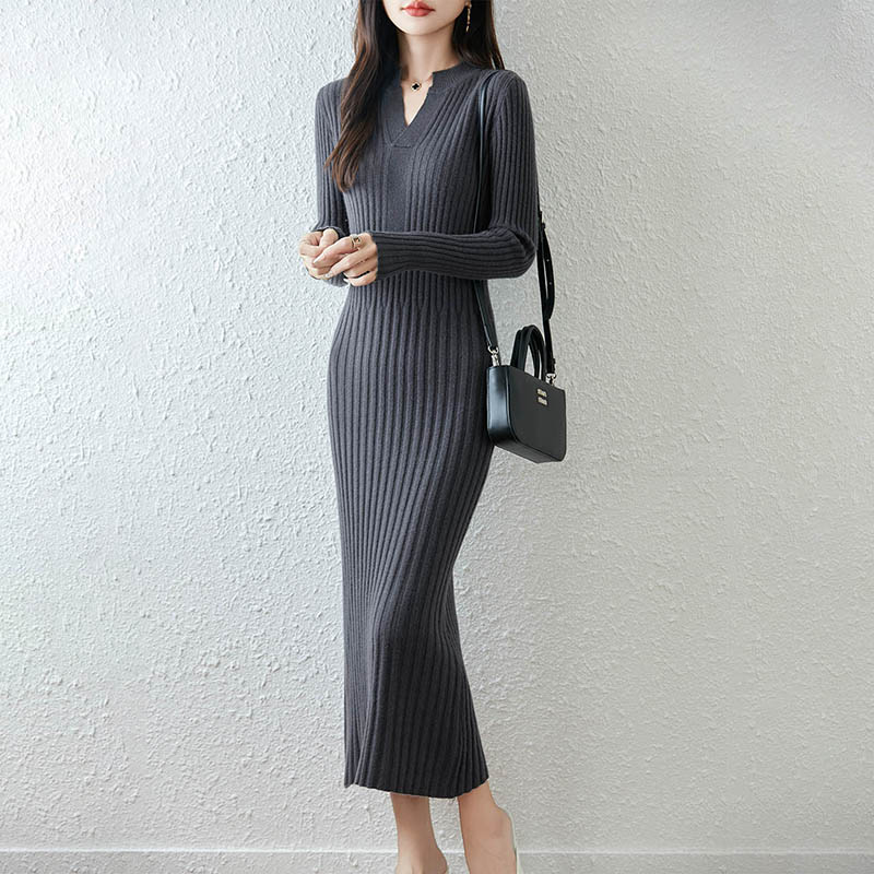 Inteligente minimalista com ne - Bodycon Long Sleeve Ribbed Dress avaliação e preço