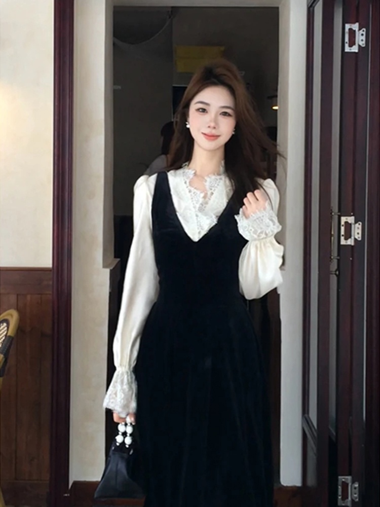 Camisa de Seda com Renda XZY C - Korean Style A Line Shirt Dress avaliação e preço
