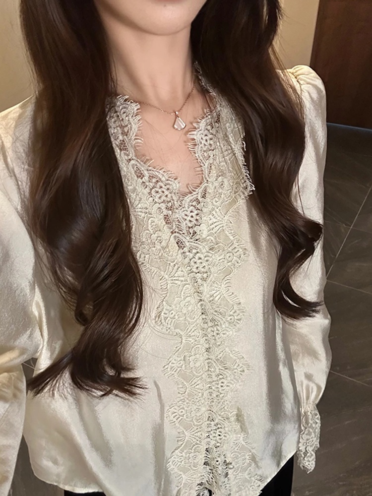 Camisa de Seda com Renda XZY C - Korean Style A Line Shirt Dress avaliação e preço