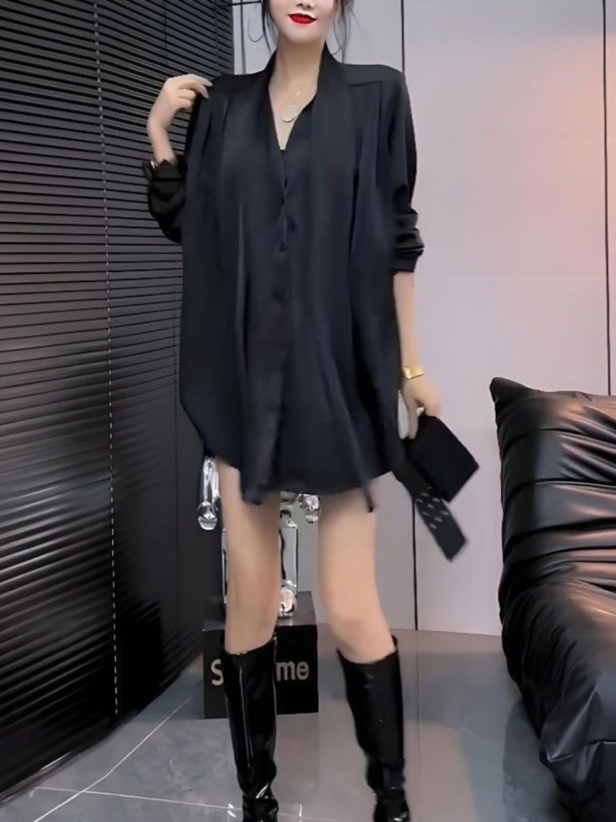 Vestido Camisa de Seda Branco  - Korean Style A Line Shirt Dress avaliação e preço