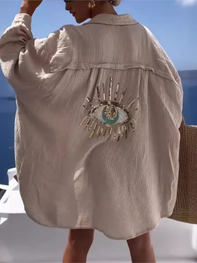 Vestido Camisa Casual de Verão - Casual Loose Linen Shirt Dress avaliação e preço