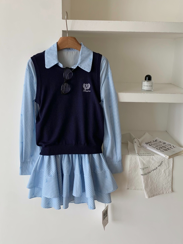 Primavera outono coreano moda  - Korean Style A Line Shirt Dress avaliação e preço