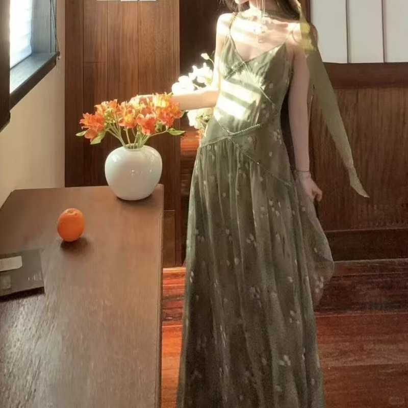 2025 novo vintage elegante fra - French Vintage Floral Midi Dress avaliação e preço