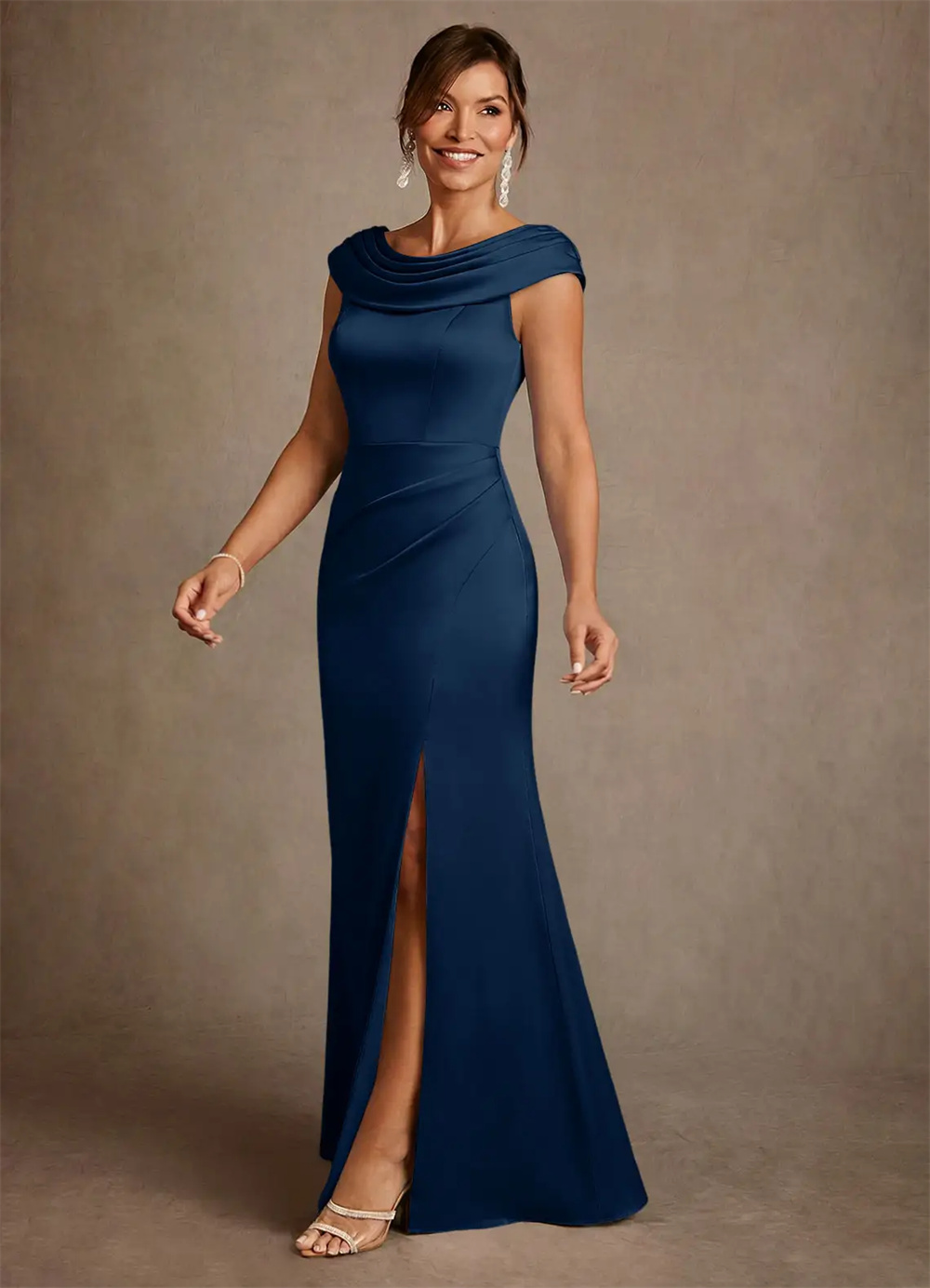 Vestido de Mãe da Noiva Elegan - Elegant Satin Evening Gown Split avaliação e preço