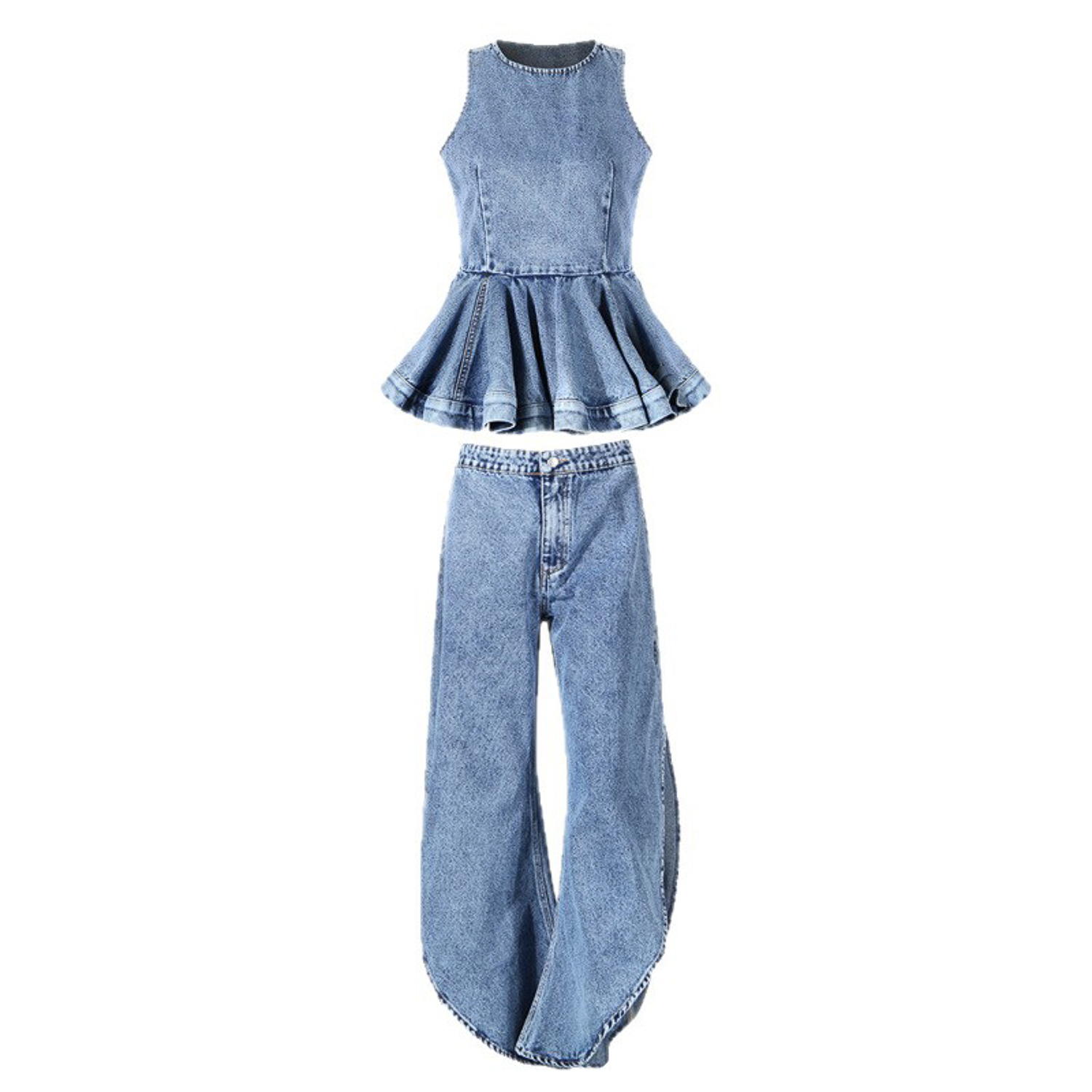 Conjunto Feminino Y2K de Duas  - Jeans avaliação e preço
