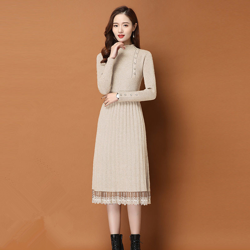 Renda bainha botões feminino o - Bodycon Long Sleeve Ribbed Dress avaliação e preço