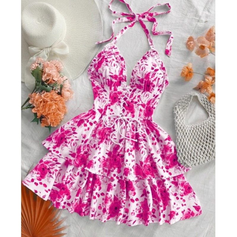 Vestido Curto Feminino Estilo  - French Vintage Floral Midi Dress avaliação e preço