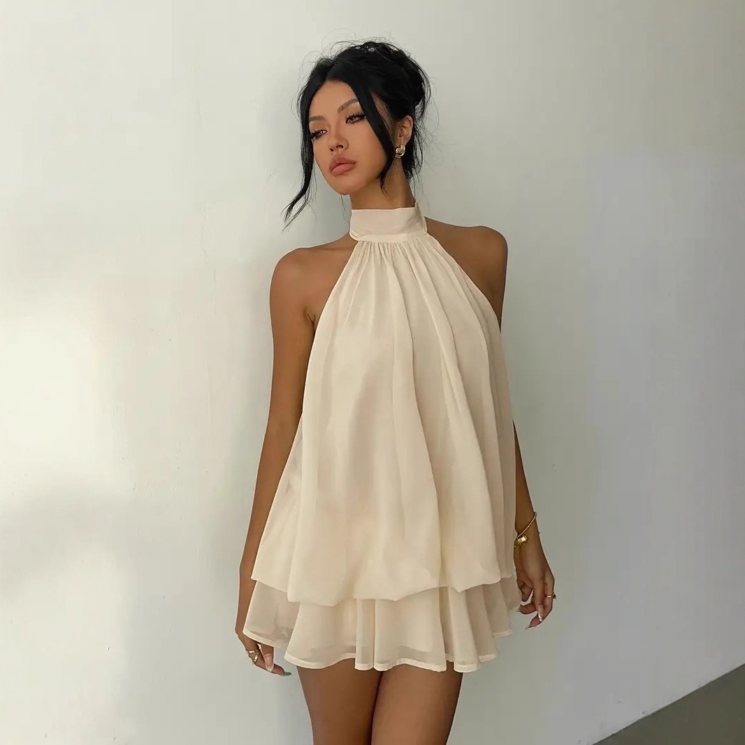 Vestido Feminino Halter Neck S - Y2K Backless Halter Mini Dress avaliação e preço