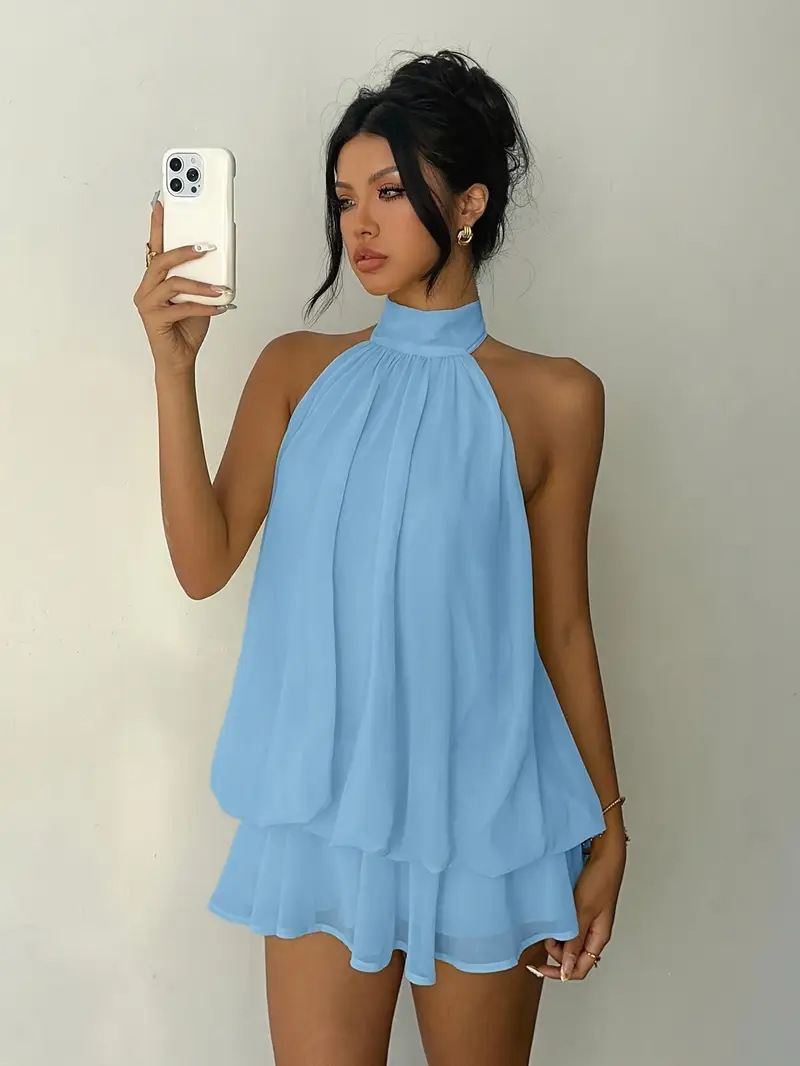 Vestido Feminino Halter Neck S - Y2K Backless Halter Mini Dress avaliação e preço