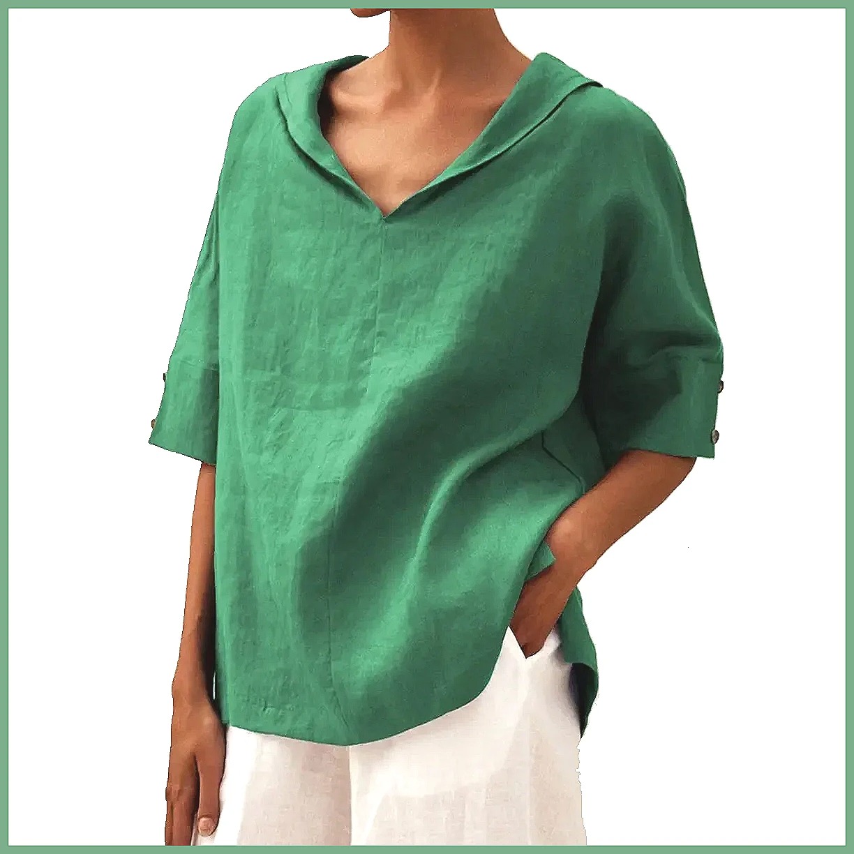 Camisa Feminina Solta de Algod - Blouses avaliação e preço