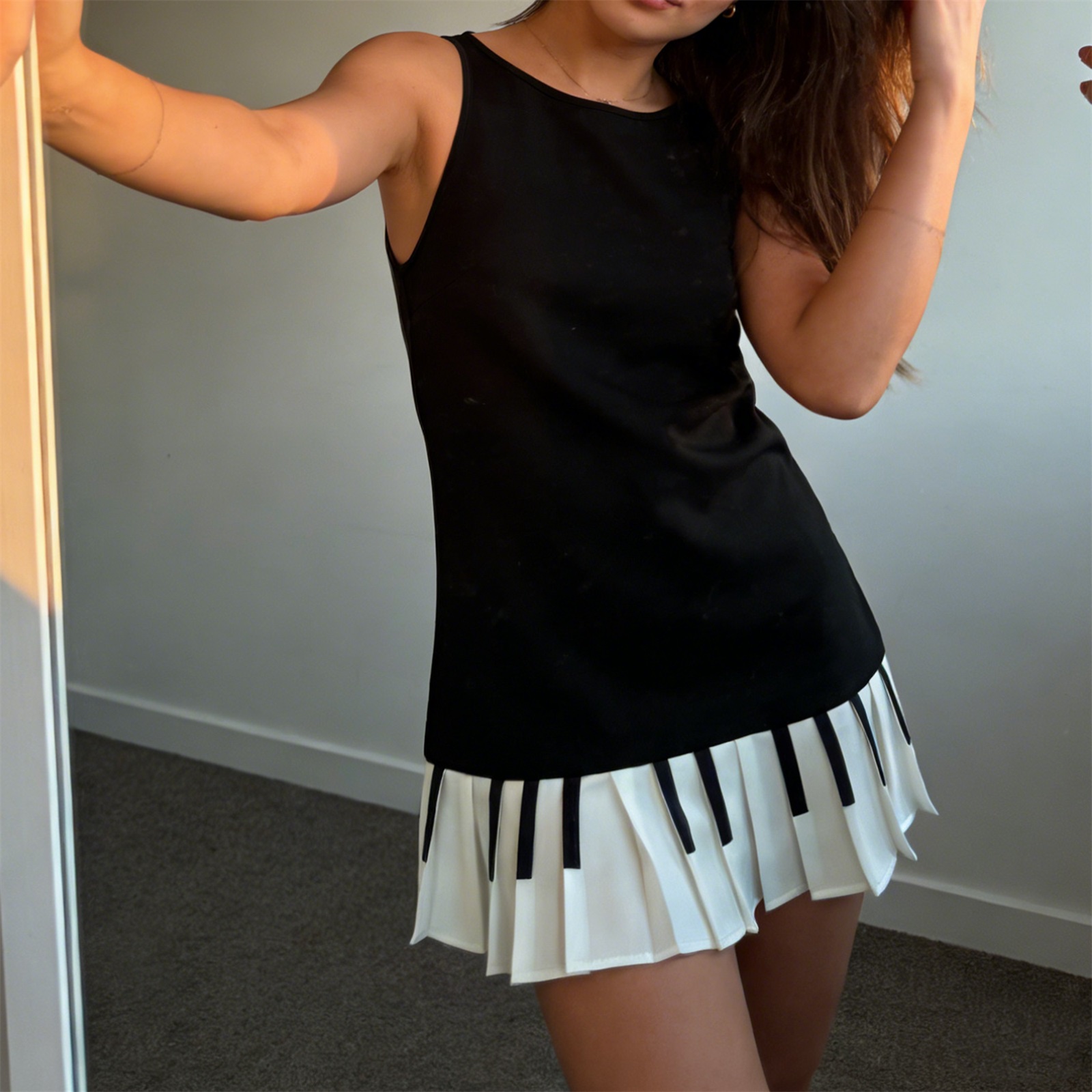 Feminino y2k piano chave pliss - Y2K Backless Halter Mini Dress avaliação e preço