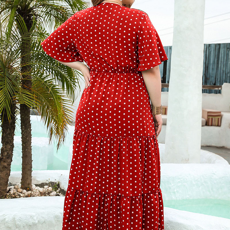 Boho dot impresso com decote e - Boho Summer Beach Maxi Dress avaliação e preço