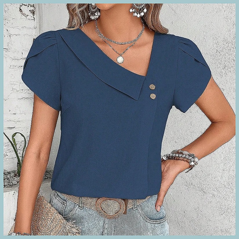Blusa Vintage de Cor Sólida pa - Blouses avaliação e preço
