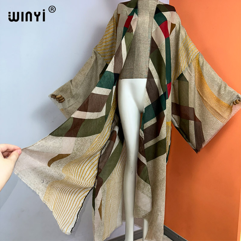 WINYI-Quimono estampa Boho par - Boho Summer Beach Maxi Dress avaliação e preço